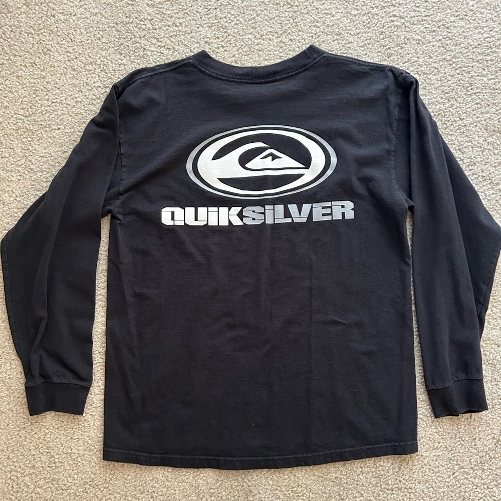 Quiksilver Black Long Sleeve T-Shirt with Logo - Picture 3 of 9